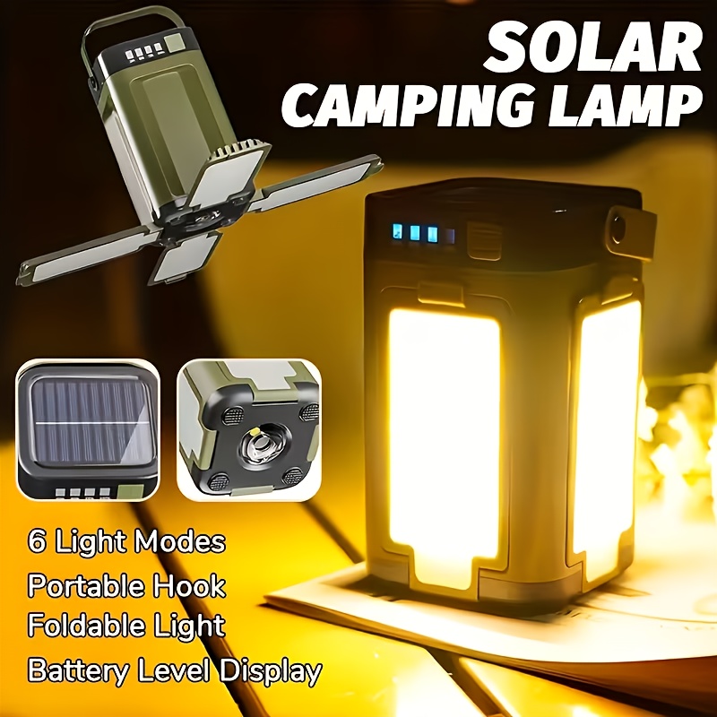 Outdoor Lighting Led - Zonne-aangedreven draagbare campinglamp, opvouwbaar, 2000mah powerbank,
