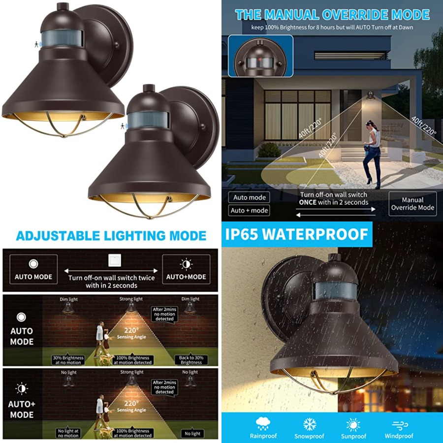 Outdoor Lighting Led - 2-pack bewegingsmelder buiten LED wandlamp schemering