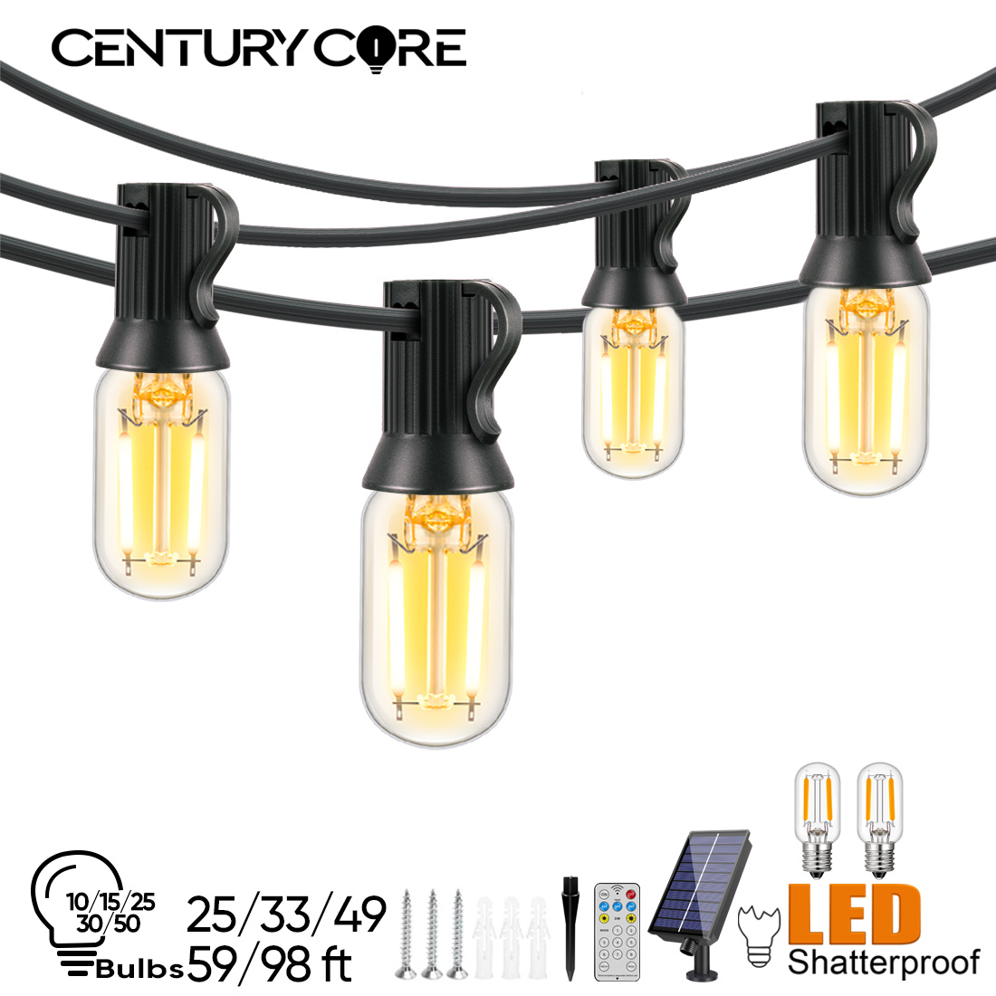 String Light Bistro - LED T22 Solar Lichtslingers 8 Modi