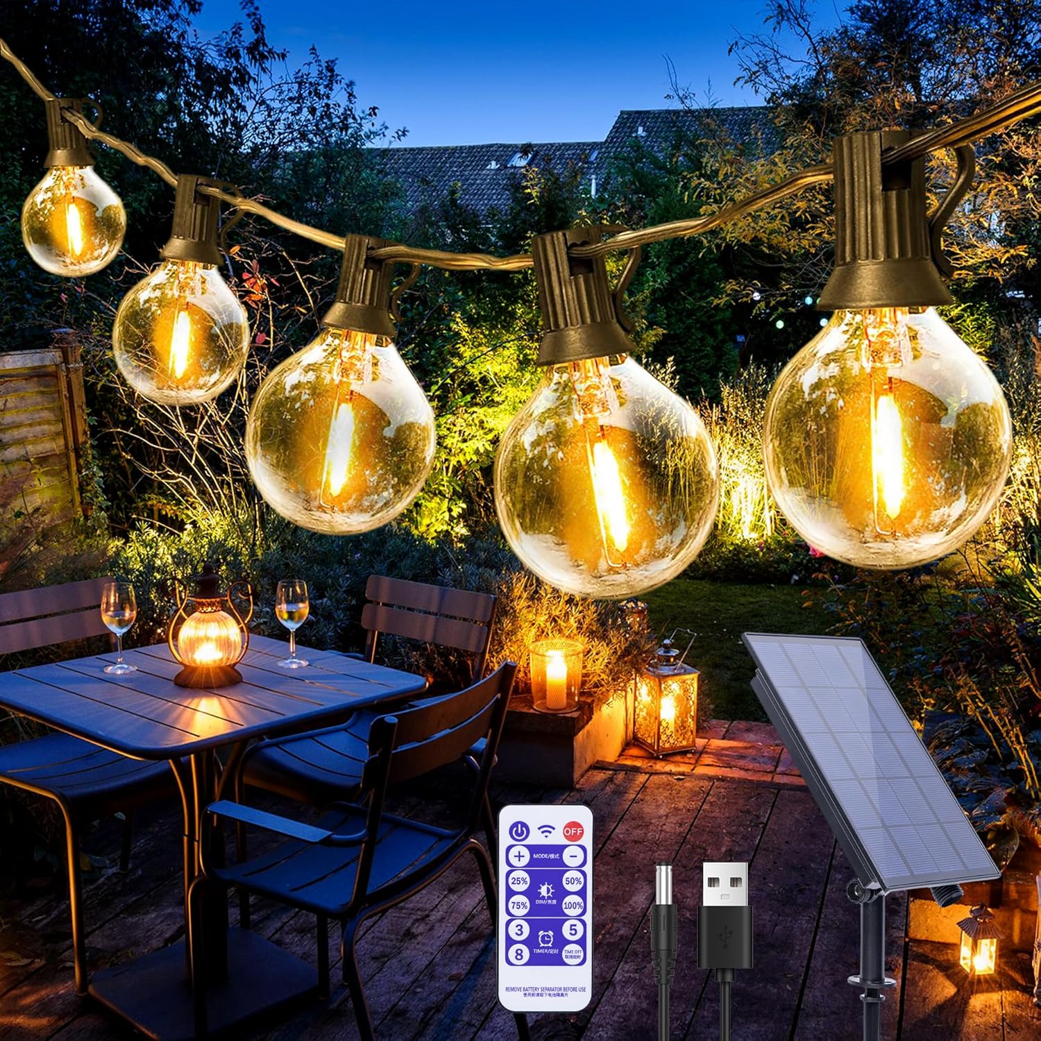 String Light Bistro - Solar lichtslingers buiten G40 terrasverlichting met