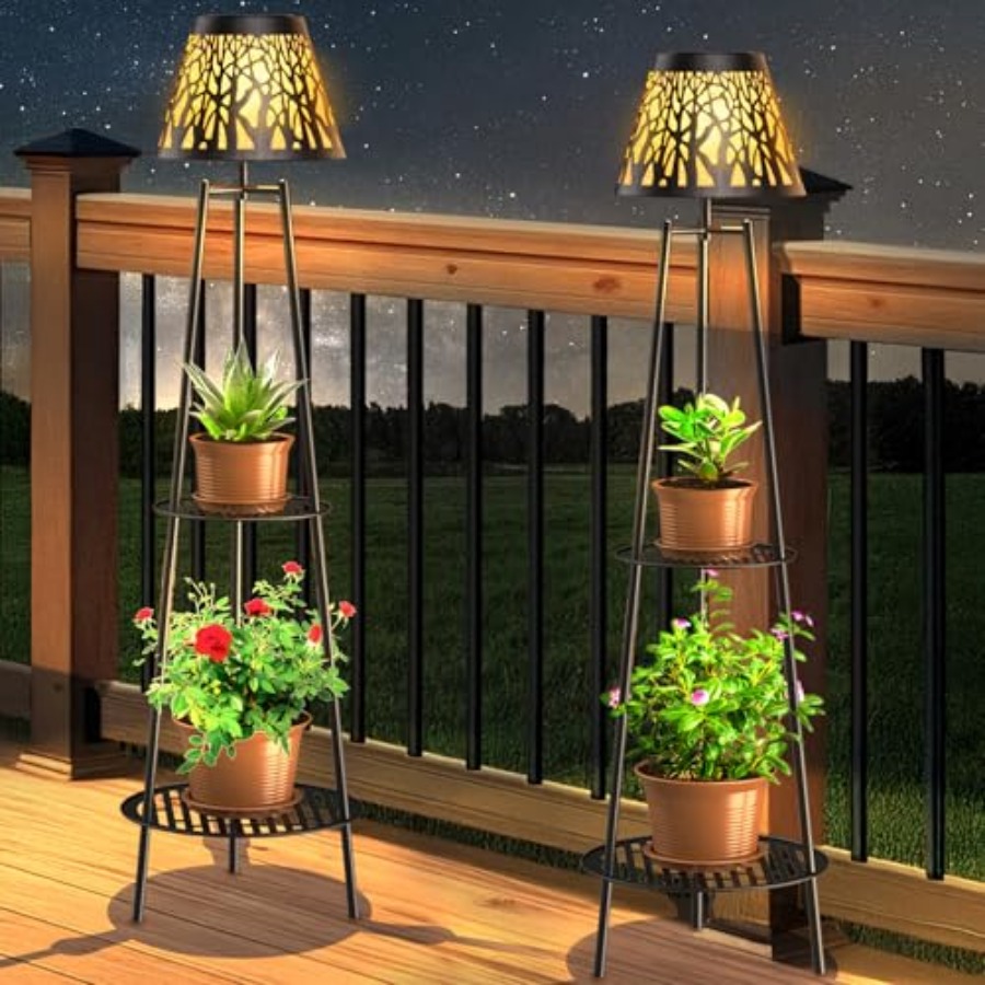 Outdoor Lighting Led - 2-pack buitenlamp op zonne-energie met plantenstandaard,