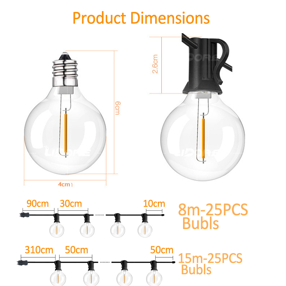 25FT/50FT G40 heldere globe la - String Light Bistro recensie en prijs